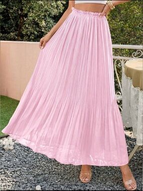 Pleated Maxi Skirt - Baby Pink